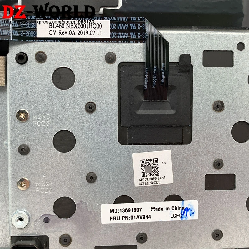 새로운 오리지널 대문자 Palmrest 키보드 베젤 커버 지문 구멍 Lenovo Thinkpad L460 L470 노트북