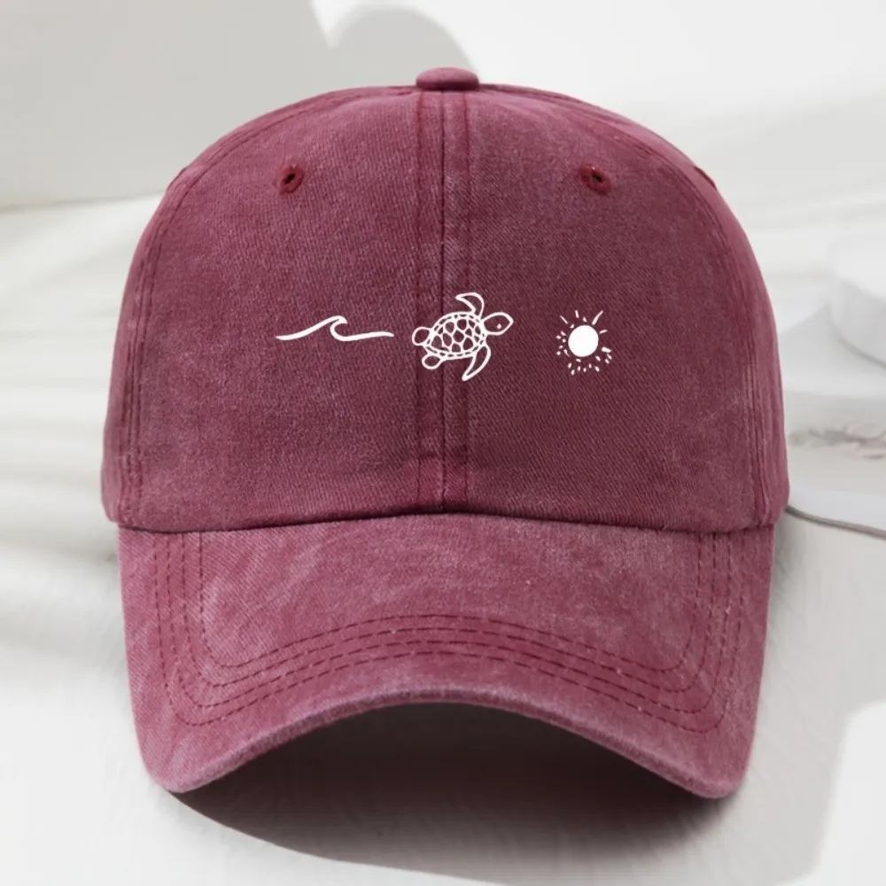 

Fashion Wave Turtle Baseball Caps Breathable Sun Protection Distressed Faded Cap Casual Vintage Sunscreen Hats Men Women
