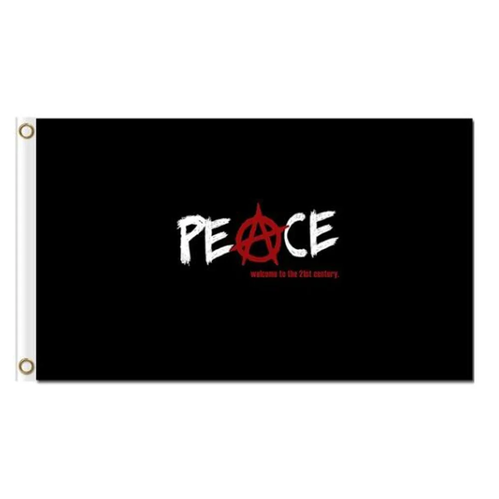 Custom single sided BANNER For 3'X5' OR 2X3FT Anarchy Peace Polyester Flag