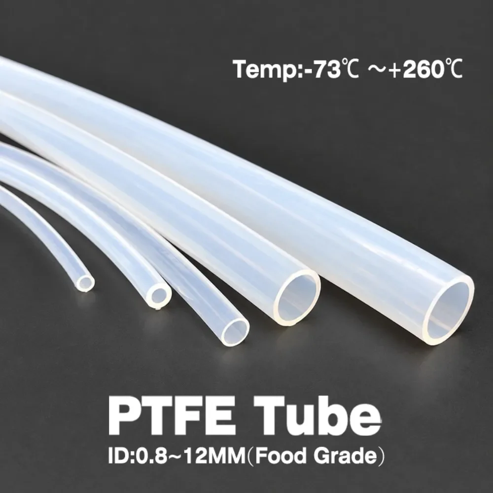 High-temp Resistance 260 Deg.C Clear PTFE Tube ID 0.8~12mm Corrosion Resistant Non-Stick Ptfe Electrical Insulation Material