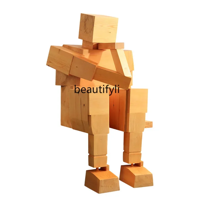 

Thinker Abstract Character Sculptured Ornaments Large Wooden Craftwork Device Soft Outfit Decoration Furnishings