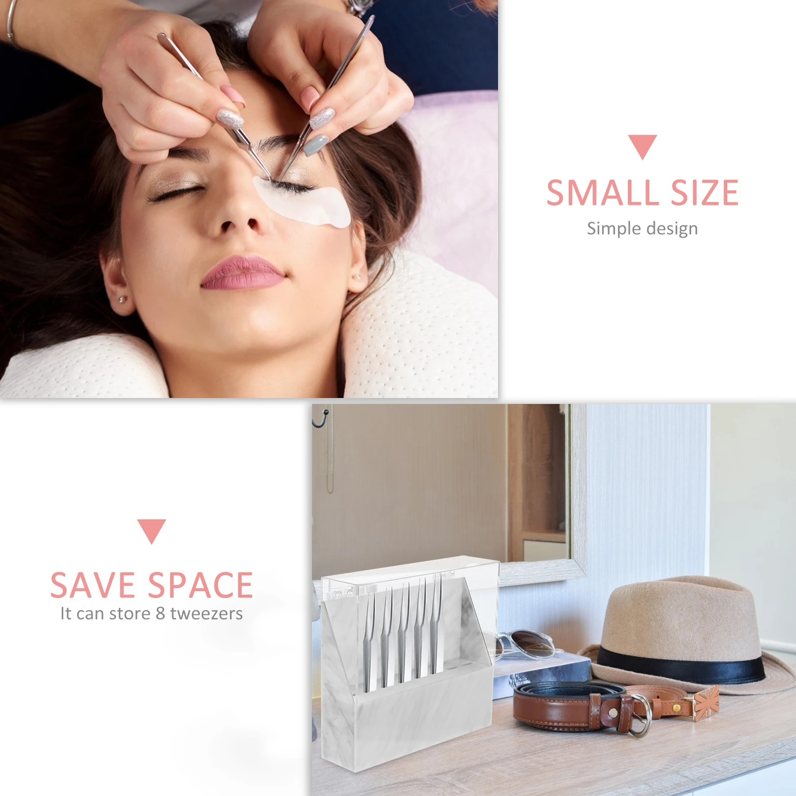 

Acrylic Tweezer Holder 8 Slots Lash Extension Portable Storage Case Compact Size Salon Home Stable Design Save Space
