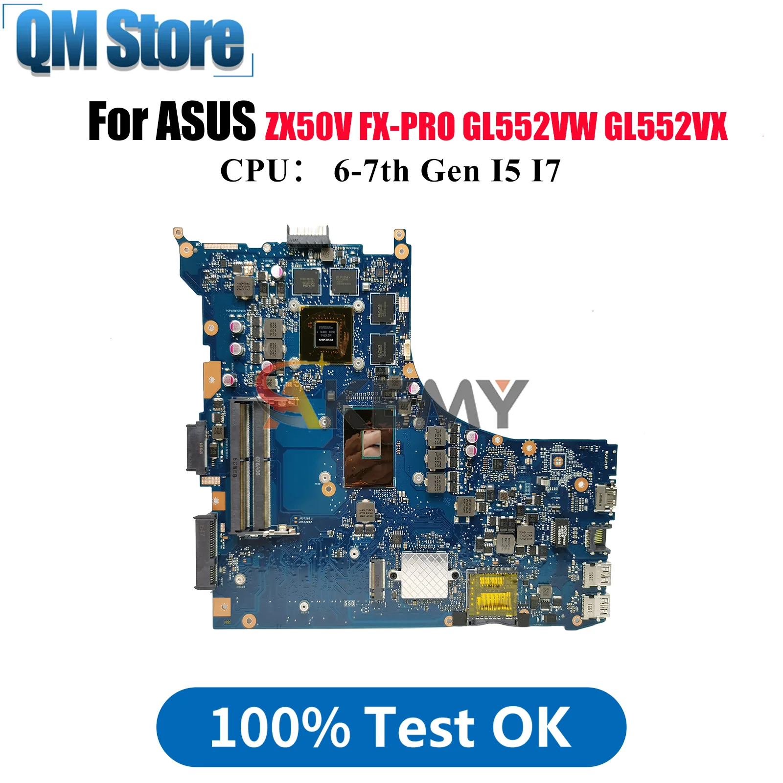 

GL552VX Laptop Motherboard For ASUS ROG GL552VX GL552V FX-PRO ZX50V GL552VXK Notebook Mainboard With I5 I7 CPU 100% tests OK stk