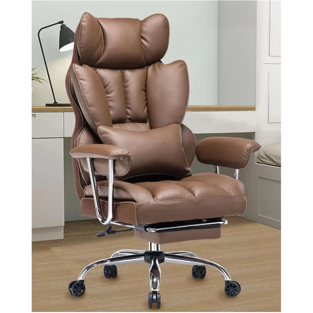 

Desk Office Chair 400LBS, Big and Tall Office Chair, PU Leather Computer Chair, Executive Office Chair with Leg Rest and Lumbar