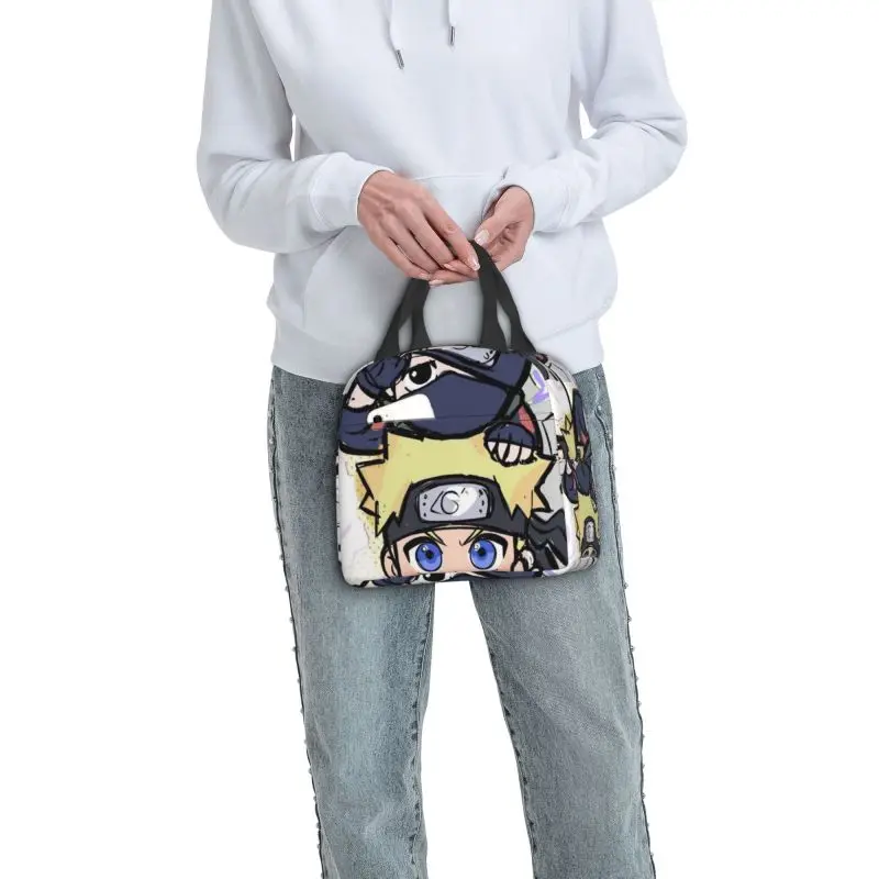 Borsa termica per il pranzo personalizzata Anime N-Narutoes per le donne Borsa termica riutilizzabile per il pranzo al sacco Viaggio di campeggio all'aperto