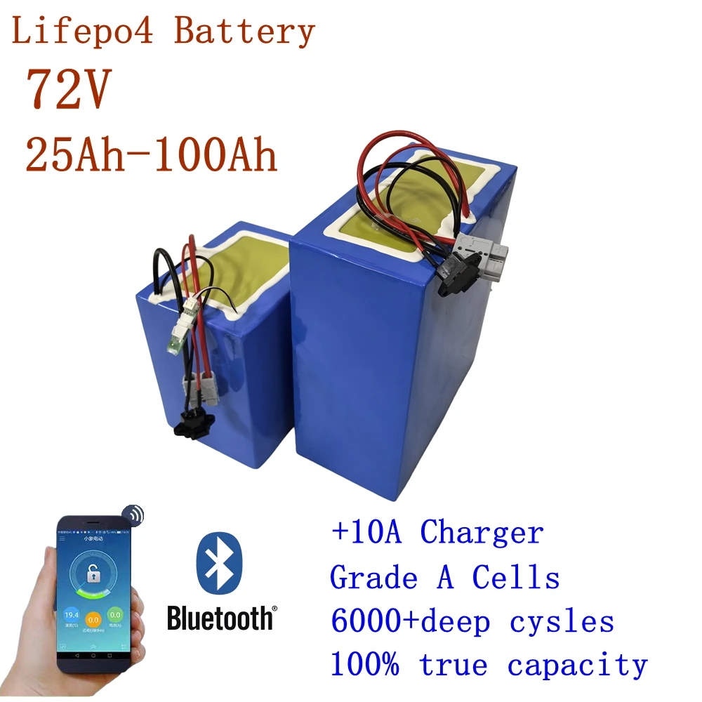 

Lifepo4 72v 35ah 40ah 45Ah lithium battery with BMS 24S for 6000W motocycle/Golf cart/sightseeing bus+5A Charger