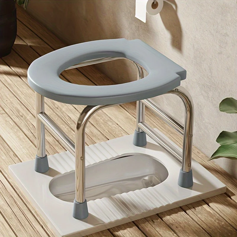 يمكن تحميل كرسي المرحاض الجديد المصنوع من الفولاذ المقاوم للصدأ على شكل حرف O بوزن 300 رطل، وسهل التنظيف، ومناسب للنساء المسنات والحوامل كقعد حمام