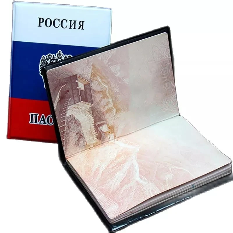 Sampul Paspor Rusia Tempat Paspor Pria Wanita Sampul Kulit PU CCCP USSR untuk Paspor Organizer Perjalanan Rusia