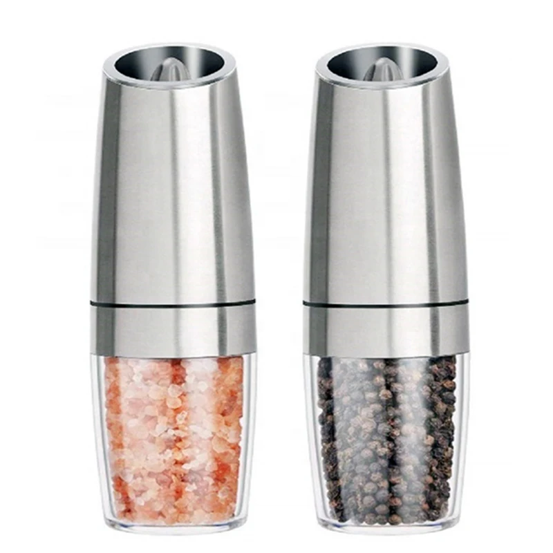 Electric Automatic Gravity Pepper Salt Grinder with LED Light, Seasoning Spice Mills with Porcelain Grinding Core, Kitchen Tools