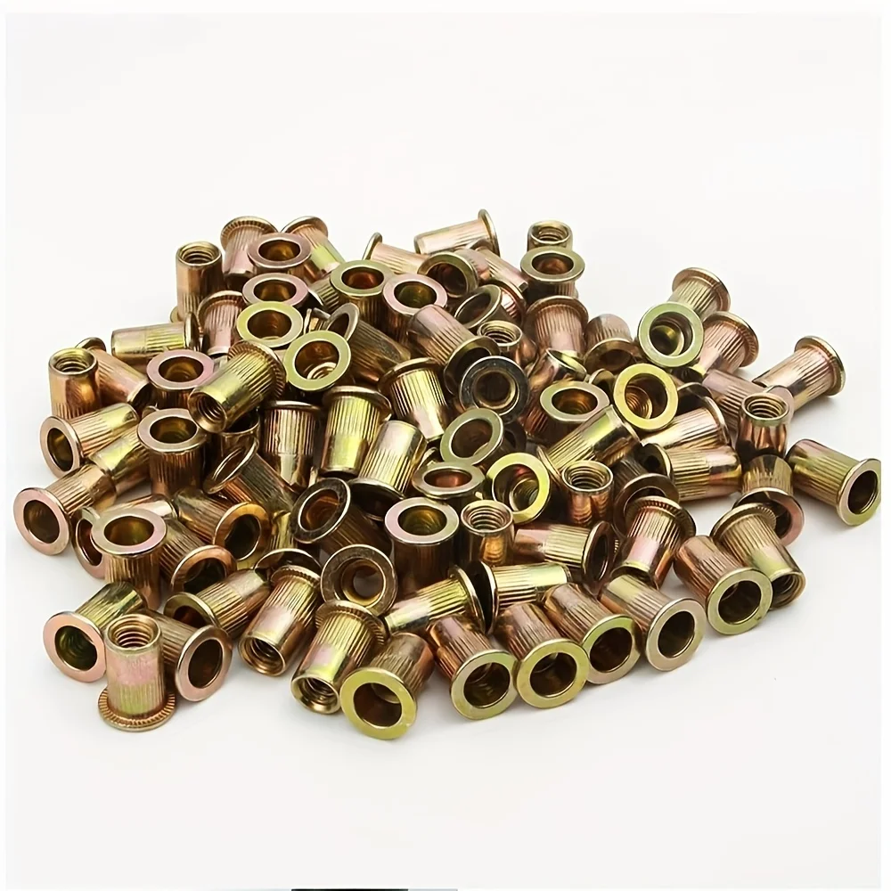 برشام المكسرات 150 قطعة الكربون الصلب شقة رئيس برشام المكسرات مجموعة متنوعة مخرش الجسم الخيوط الإدراج الجوز