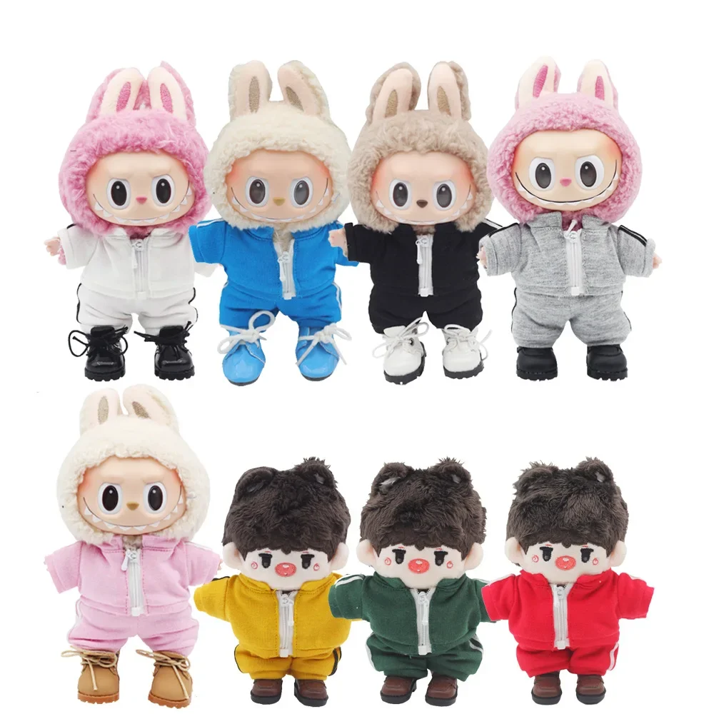 

15/17cm Labubu V1/V2 Doll Clothing Set Solid Color Sportswear Suit Outfit Doll Accessories