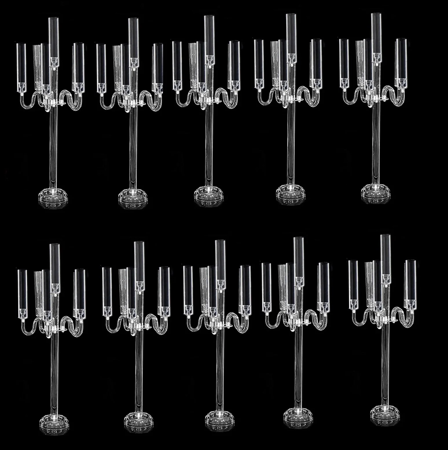 5pcs10 PCS 5 Arms Candelabra Acrylic Candle Holders Wedding Table Centerpieces Flower Stands Party Candlesticks Decoration