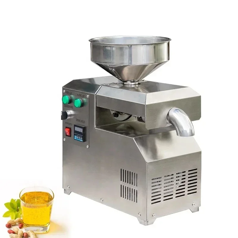 Prensa de Aceite Pequeña de Acero Inoxidable para Prensado en Frío y Caliente de Coco, Oliva, Cacahuete, Semilla de Girasol, Semilla de Chía, Sésamo, Nuez y Linaza