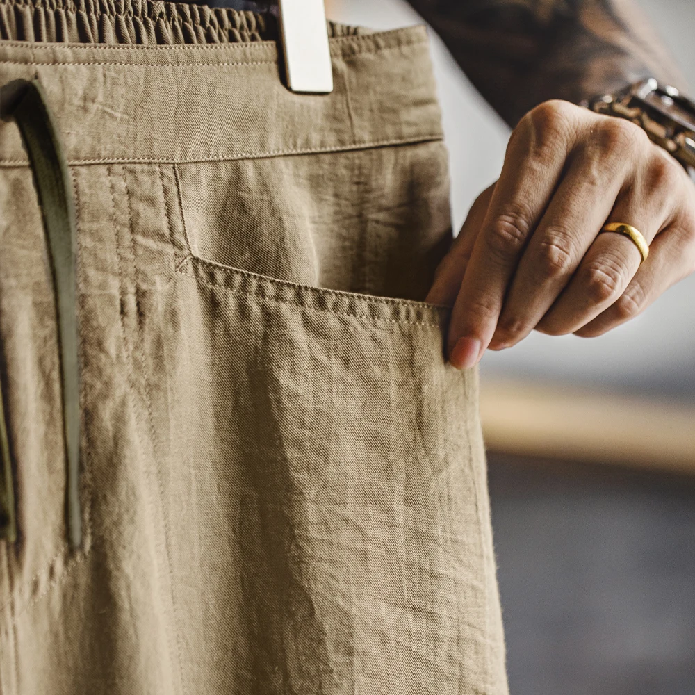 Maden Men’s Vintage Chino Pants Lightweight Linen-Blend Trousers with Elastic Waist Casual Khaki Baker Pants for Summer and Fall 5 Maden Men's Vintage Chino Pants Lightweight Linen-Blend Trousers with Elastic Waist Casual Khaki Baker Pants for Summer and Fall 5
