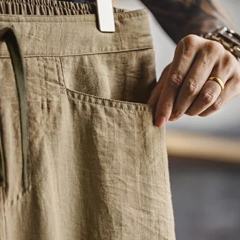 Maden Men's Vintage Chino Pants Lightweight Linen-Blend Trousers with Elastic Waist Casual Khaki Baker Pants for Summer and Fall 5 Maden Men's Vintage Chino Pants Lightweight Linen-Blend Trousers with Elastic Waist Casual Khaki Baker Pants for Summer and Fall 5