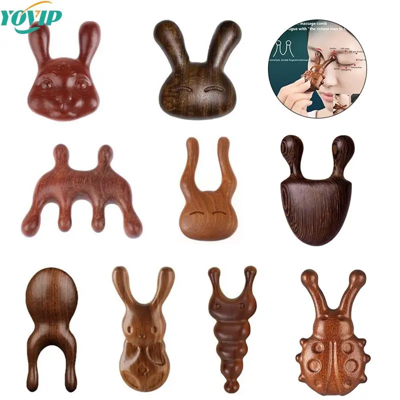 

Sandalwood Eye Nose Meridian Massager Body Facial Massage Tools Wood Handle Guasha Scraping Board Acupuncture Point Massager 1Pc