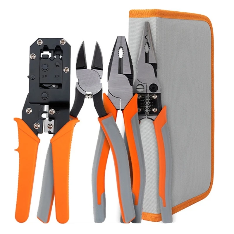 Industrial Wire Pliers Set Stripper Crimper Cutter Needle Nose Nipper Wire Stripping Crimping Multifunction Tools Kit