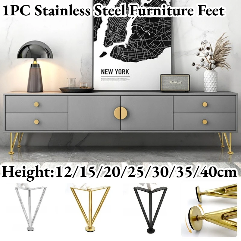 12-40cm Adjustable Hardware Table Legs Stainless Steel Furniture Feet Bathroom Cabinet Foot Coffee Table Legs Sofa Bed Chair