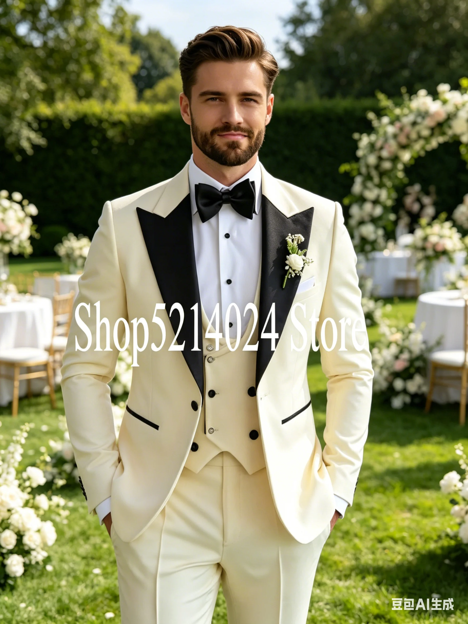 

Slim Fit Men Tail Coat 3 Pieces Business Wedding Tuxedo for Groom Dinner Party Male Fashion Suits Jacket with Vest Pants 2025