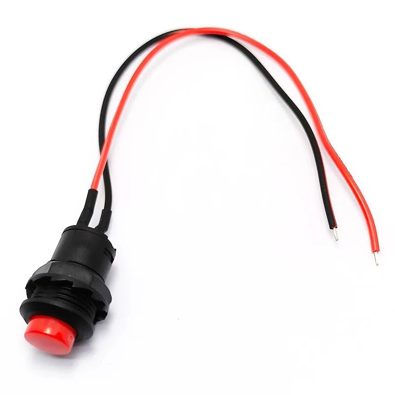 5/20/100PCS 12MM Round Button Switch With Cable 20CM Self-Locking Non-Locking DS-428/427/425 Self-Resetting Push Button Switch