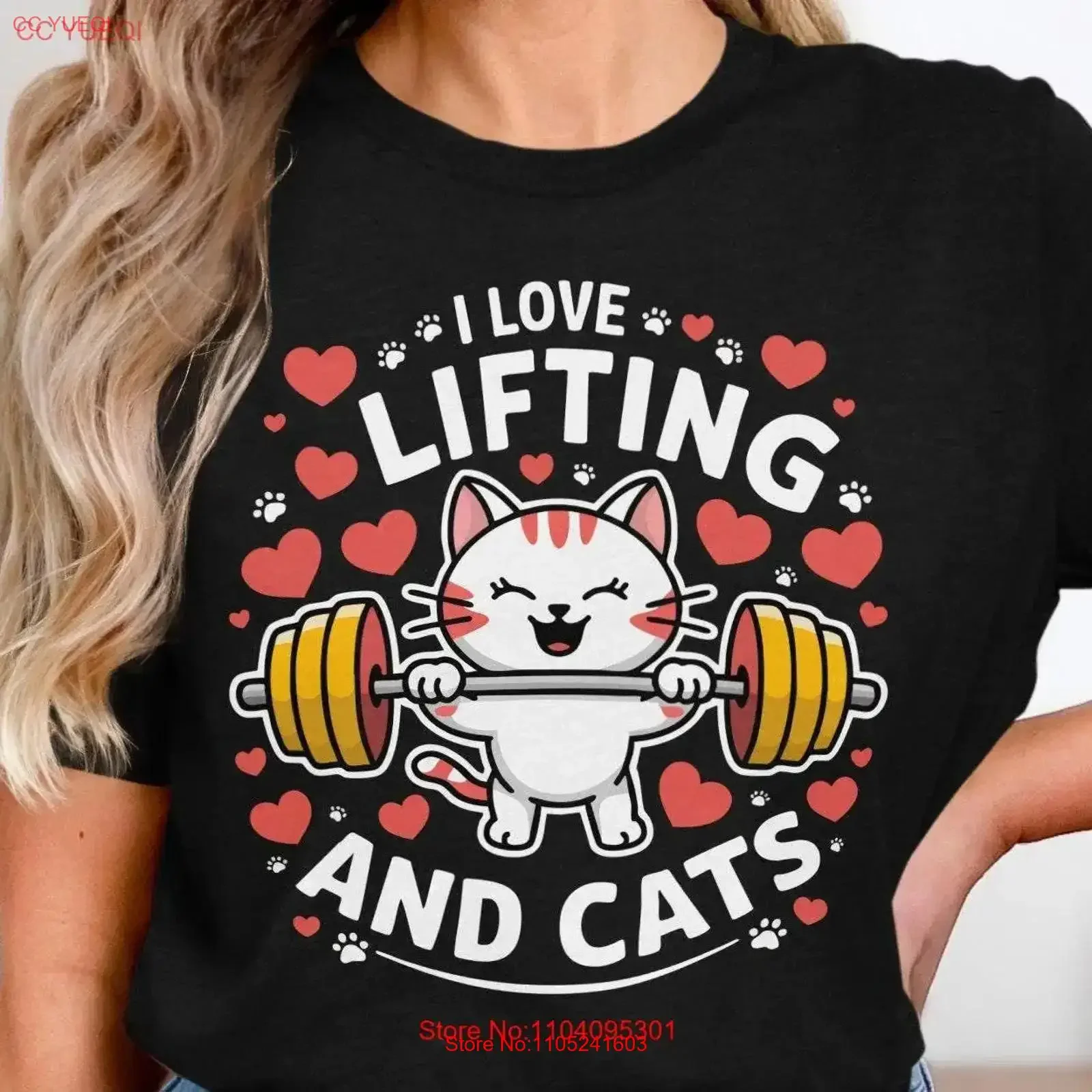 FUNNY CAT FITNESS T Shirt for Her Him I Love Lifting and Cats Cute Workout s Gym Lovers vintage Washed Stylish