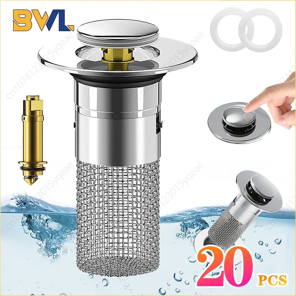 Stainless Steel Floor Drain Filter Washbasin Plug Anti Odor Pop-Up Bounce Core Basin Stopper Hair Catcher Shower Sink Strainer