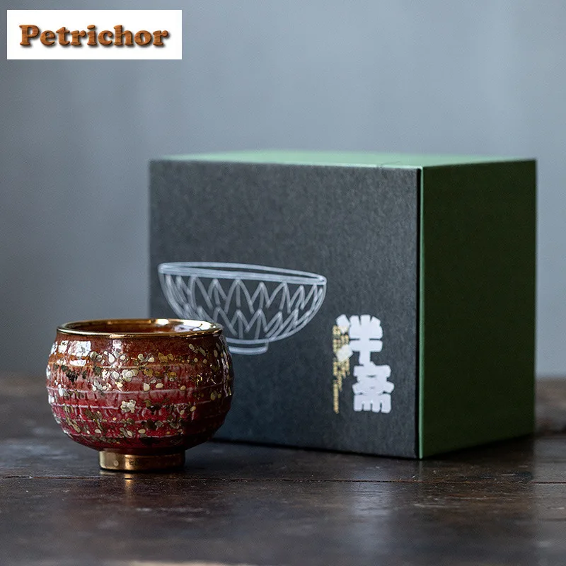 

150ml Coarse Pottery Rock Mineral Sprinkle Gold Teacup Creative Tea Bowl Cute Cup Tea-tasting Meditation Cup Chazhan Master Cups