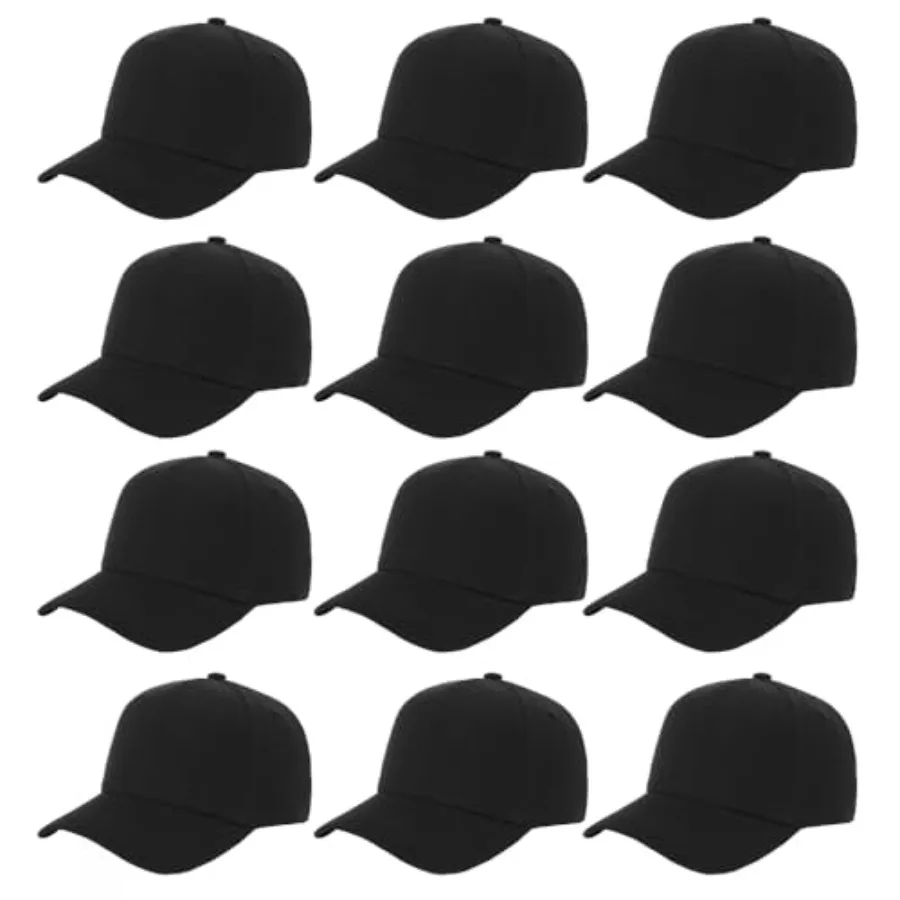 

ZH Plain Adjustable Baseball Cap - Lot of 12 Unisex Blank Design Caps for Casual Outdoor Wear Perfect for Sports Travel and Dai