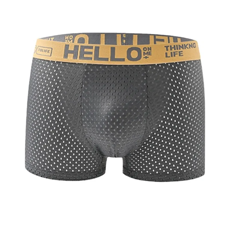 6 Pieces of Mesh Ice Silk Boxing Shorts for Men's Underwear Breathable Sexy Slim Fit and Seamless Flat Corner Pants Plus Size 4X