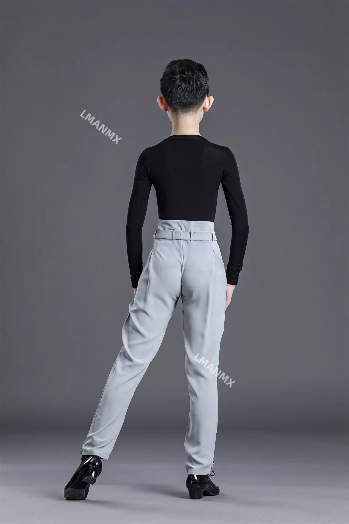 New Arrival gray color boy Latin Dance Pants boys Ballroom Dance Pants Children\'s lace-up waist Cha Cha/Rumba/Samba Pants