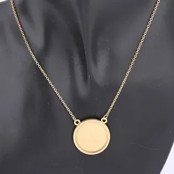 2pcs Stainless Steel Gold Plated Fit 16mm 20mm Cabochon Pendant Base Trays Diy Chain Necklace Setting Blanks For Jewelry Making