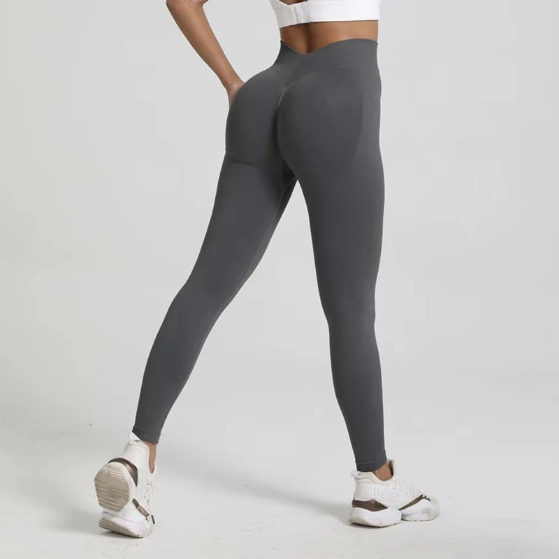 High Waist V-Shaped Back Hip Lifting Yoga Pants for Women Breathable Tight Fitting Exercise Training Elastic Fitness Pant