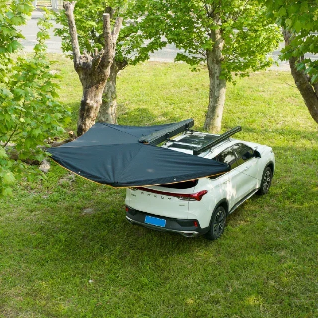 Caravan Awnings,280gsm Canvas Ripstop Waterproof UV Resistant Freestanding 4x4 270 Degree Car Side Foxwing Awning