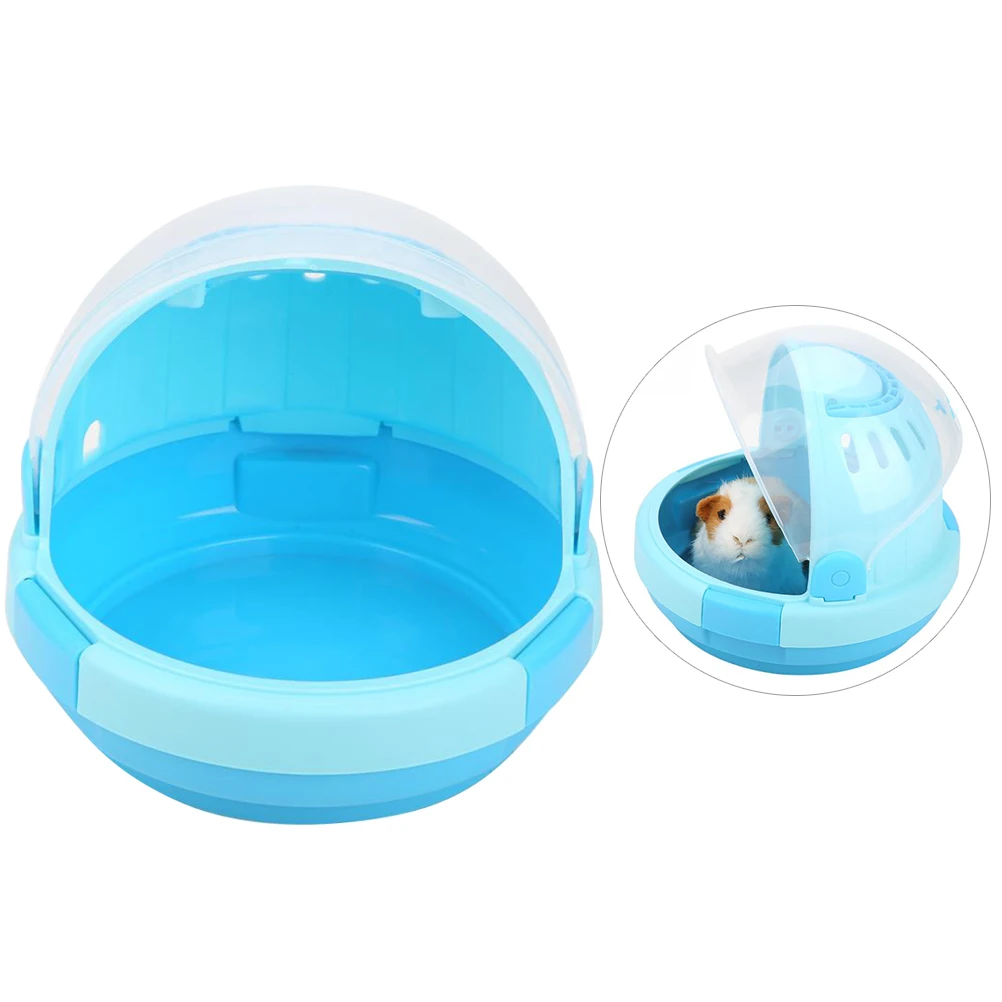 

Portable Plastic Guinea Pig Carrier Handle Small Animal Travel Locking System Ventilated Cover Sky Blue Hamster Outdoor Pet Cage