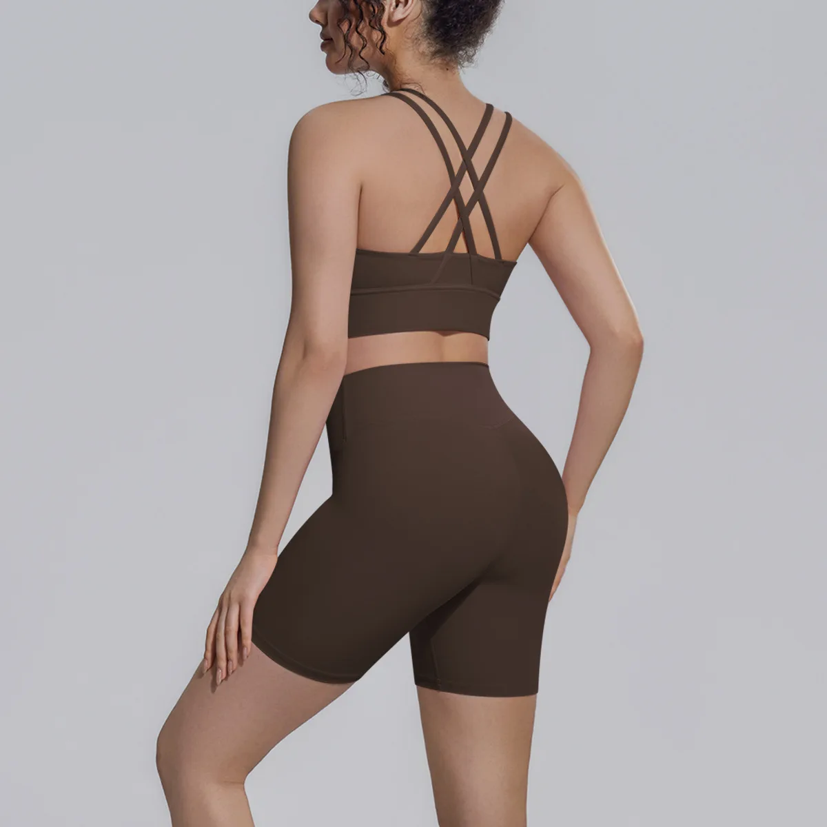 2 Pieces Yoga Suit For Women Fitness Set Gym Clothes Cross Back Sports Bra Sports Shorts Workout Sets Athletic Wear Gym Outfit