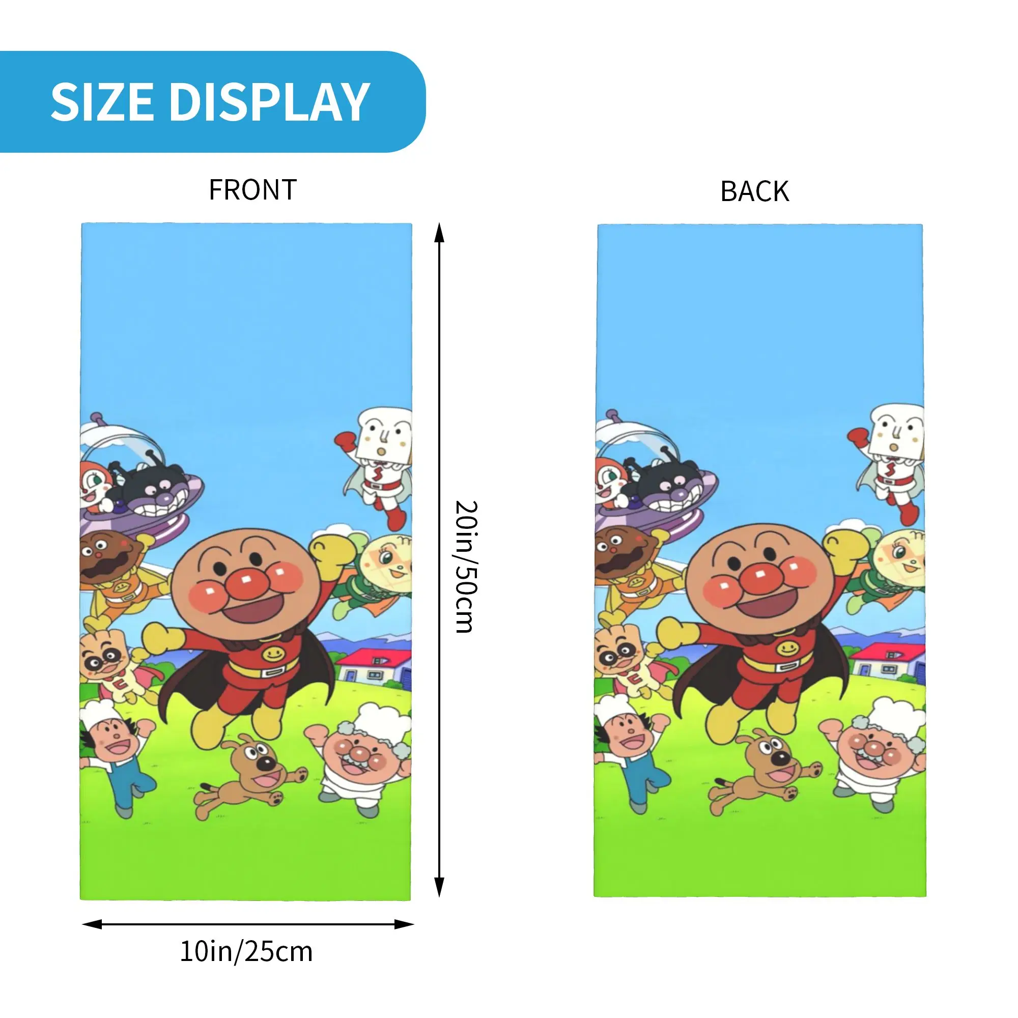 Round Cartoon Characters (12) Bandana  Cover Club Anpanman Face Scarf   Running  Unisex All Season  Neckerchief