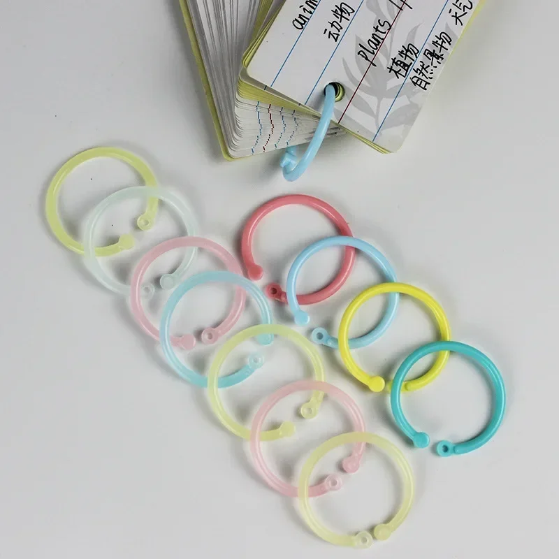 15mm 100pcs Plastic Binder Ring Open Loop Loose Paper Buckle Card Binding Plastic Rings for Notebook Loose-leaf Book Binding