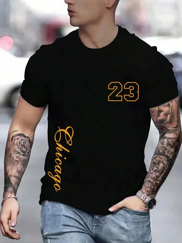 2025 Summer Daily Casual Men's Short-sleeved Top 3D Letter Printed Men's Fitness T-shirt Urban Fashion Men's Short-sleeved Top