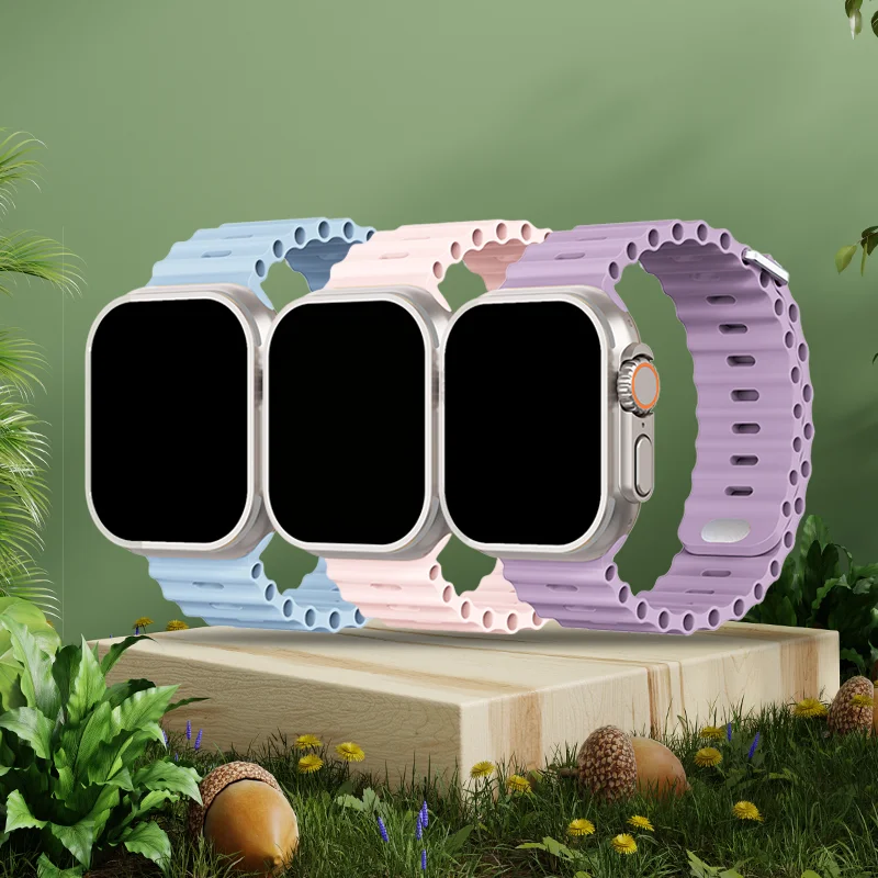 

Сменный трехжильный спортивный ремешок Ocean совместим с умными часами Apple Watch Ultra 2/Ultra Se Series 10-1 (38-49 мм).