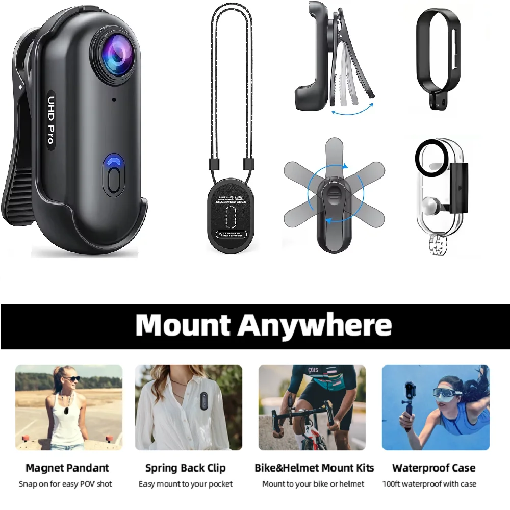 

Wireless WiFi 4K UltraHD Mini Portable POV Camcorder Waterproof Magnetic Action Cam Bike Car Vlog Camera Outdoor Sports Recorder