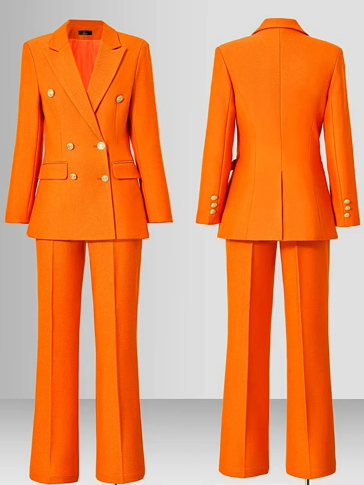 New Solid Women's 2 Pieces Suit Lady Business Office Suits Slim Fit Peak Lapel Jacket Womens Tuxedo Casual Suits(Blazer+Pants)