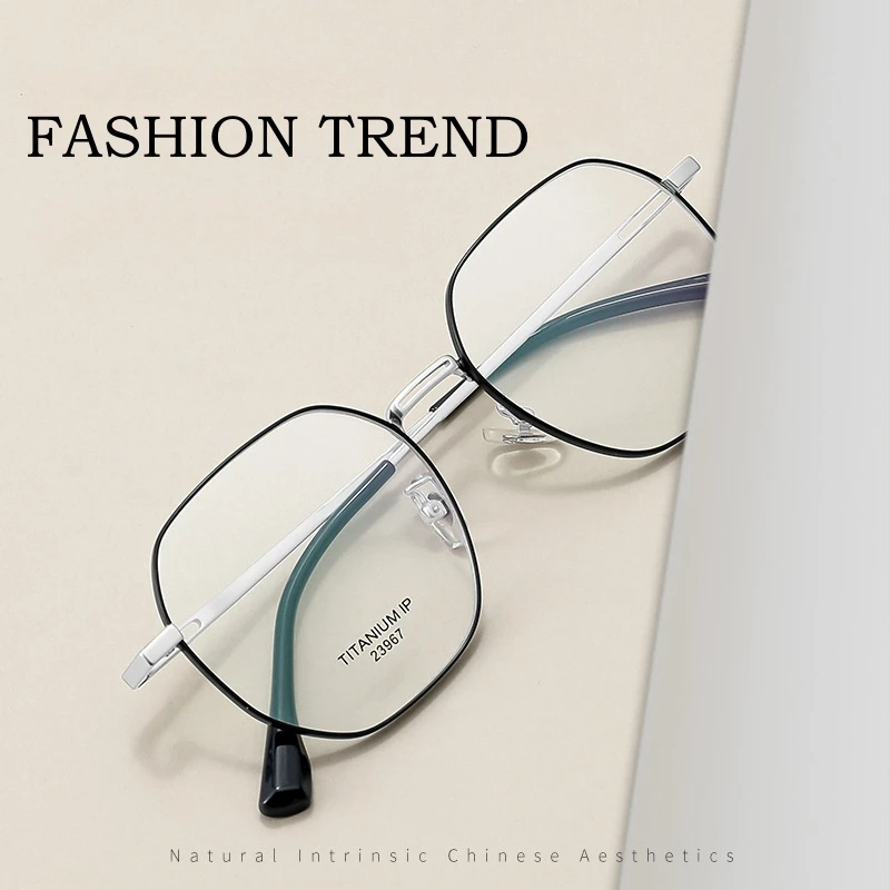 نظارات مضلعة عصرية خفيفة للغاية من OLLYMURS للرجال بإطار نظارات طبية بصرية مزخرفة من سبائك التيتانيوم للنساء 239