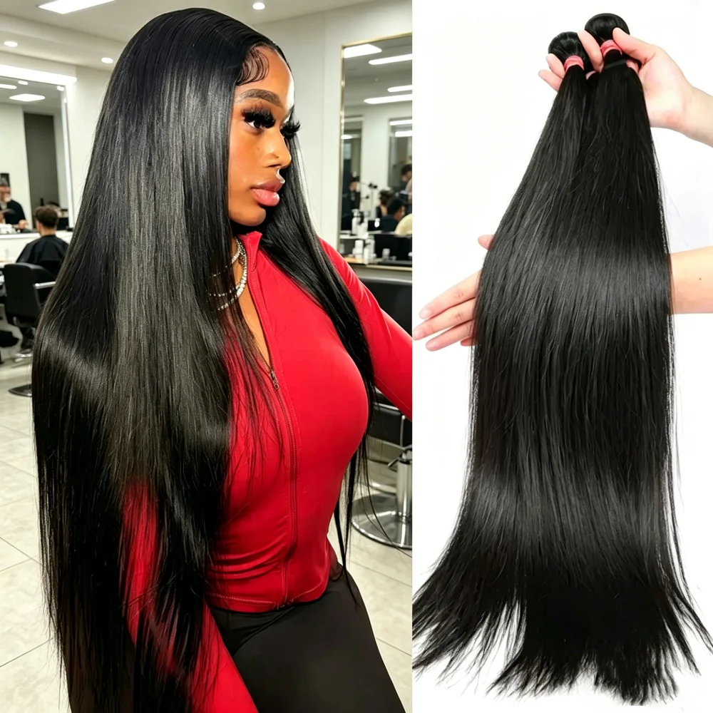

Bone Straight Brazilian 30 40 Inch Raw Virgin Unprocessed Remy Human Hair Extensions 1 3 4 Bundles Double Weft Braiding Hair