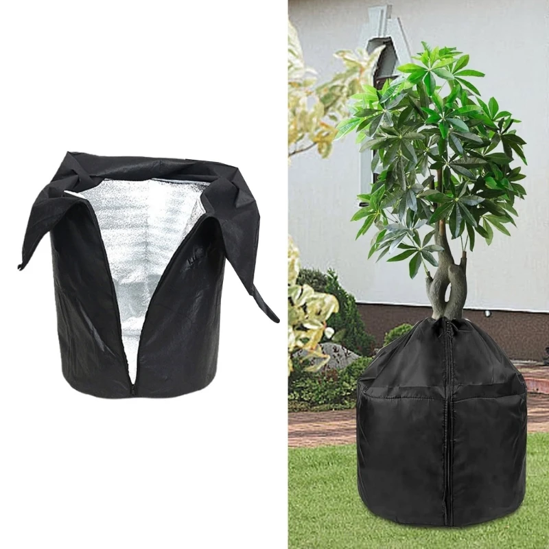 Unique Plant Pots Winter Cover Practical Plant Pots Frost Shield Winter Protects with Cord Lock for Patios and Balcony A0KF