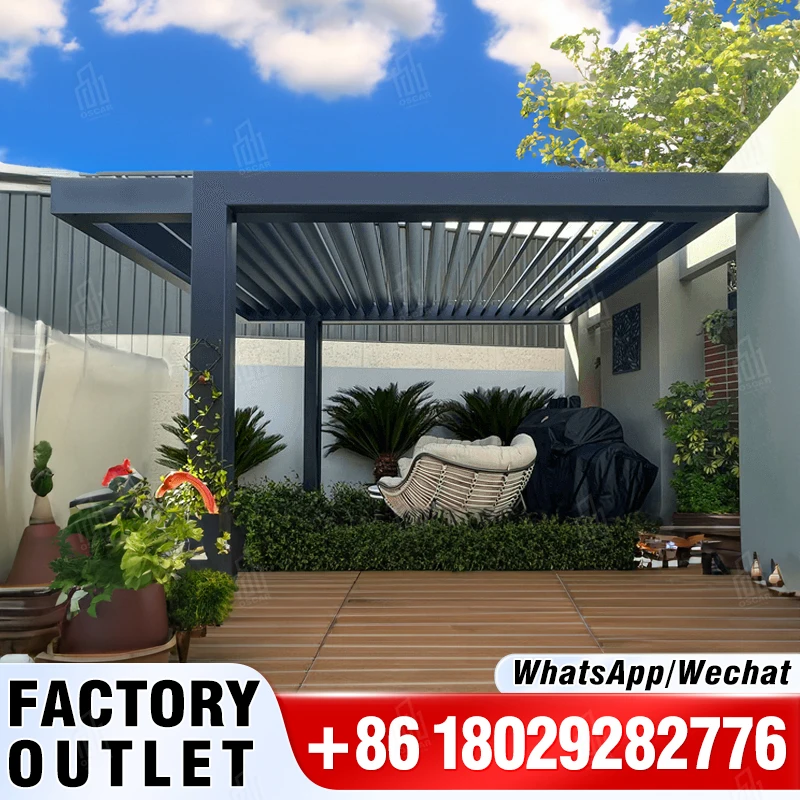 

Australia Electric Terrace Roof Garden Motorized Aluminum Louvered Roof Pergola Kit