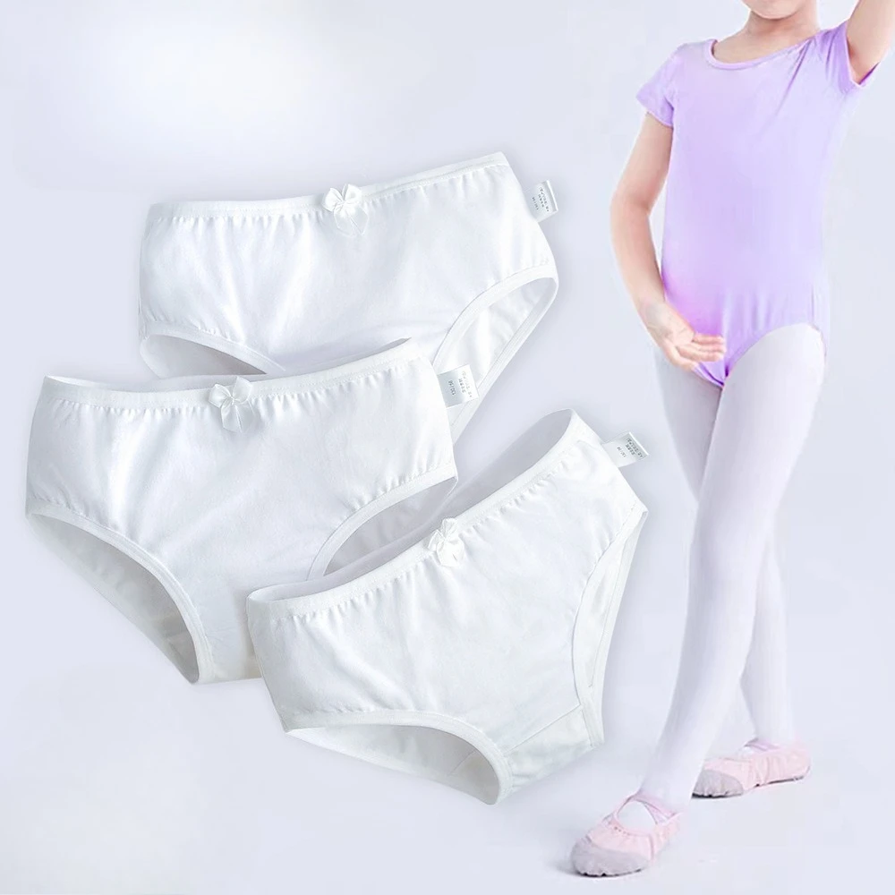 

Детское нижнее белье с белыми треугольными чашками для экзамена по танцам, трусы из чистого хлопка для девочек, нижнее белье для балета и танцев для маленьких девочек