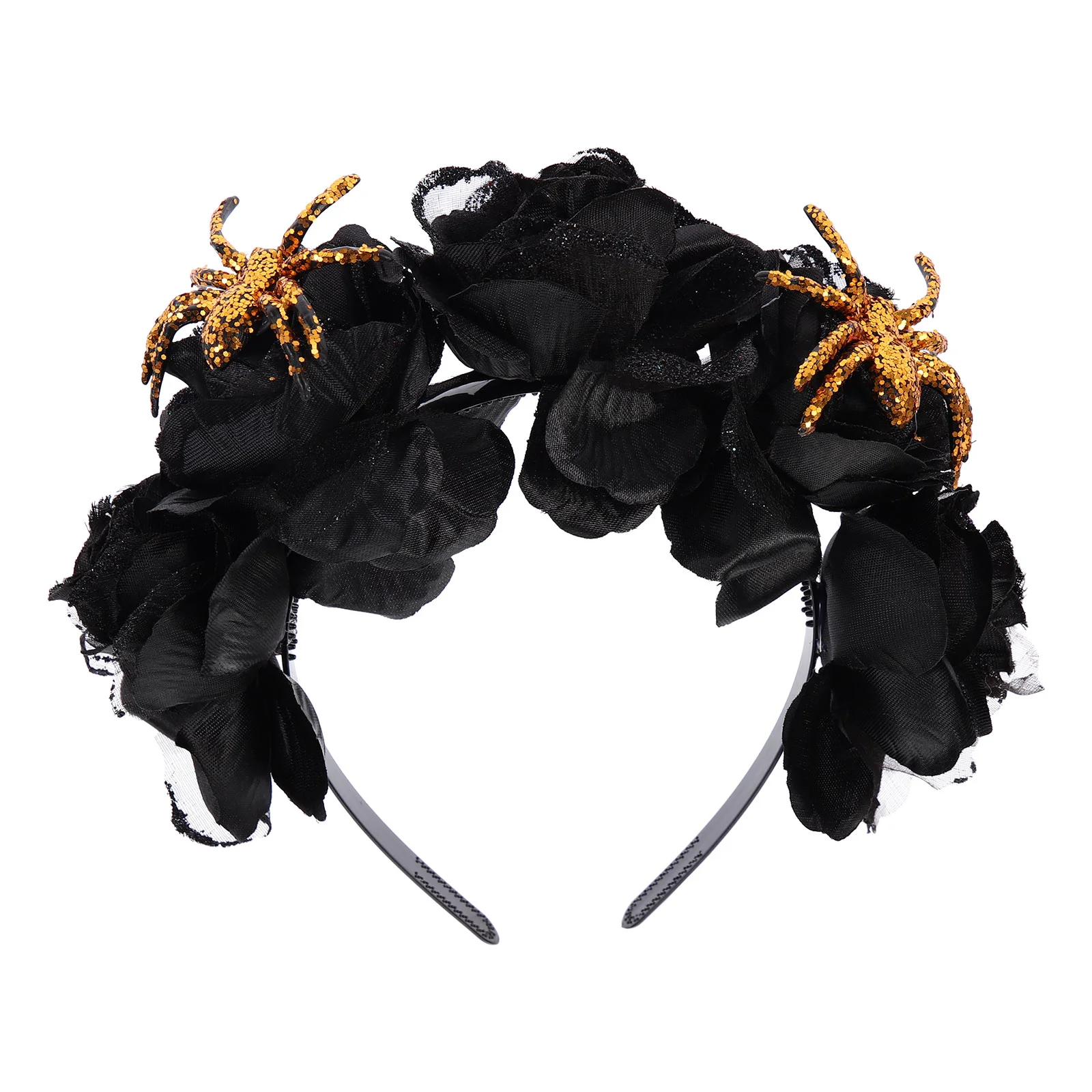 Big Spider Headband Halloween Rose Fabric Hair Hoops Party Flower Headwear Black Headbands Artificial