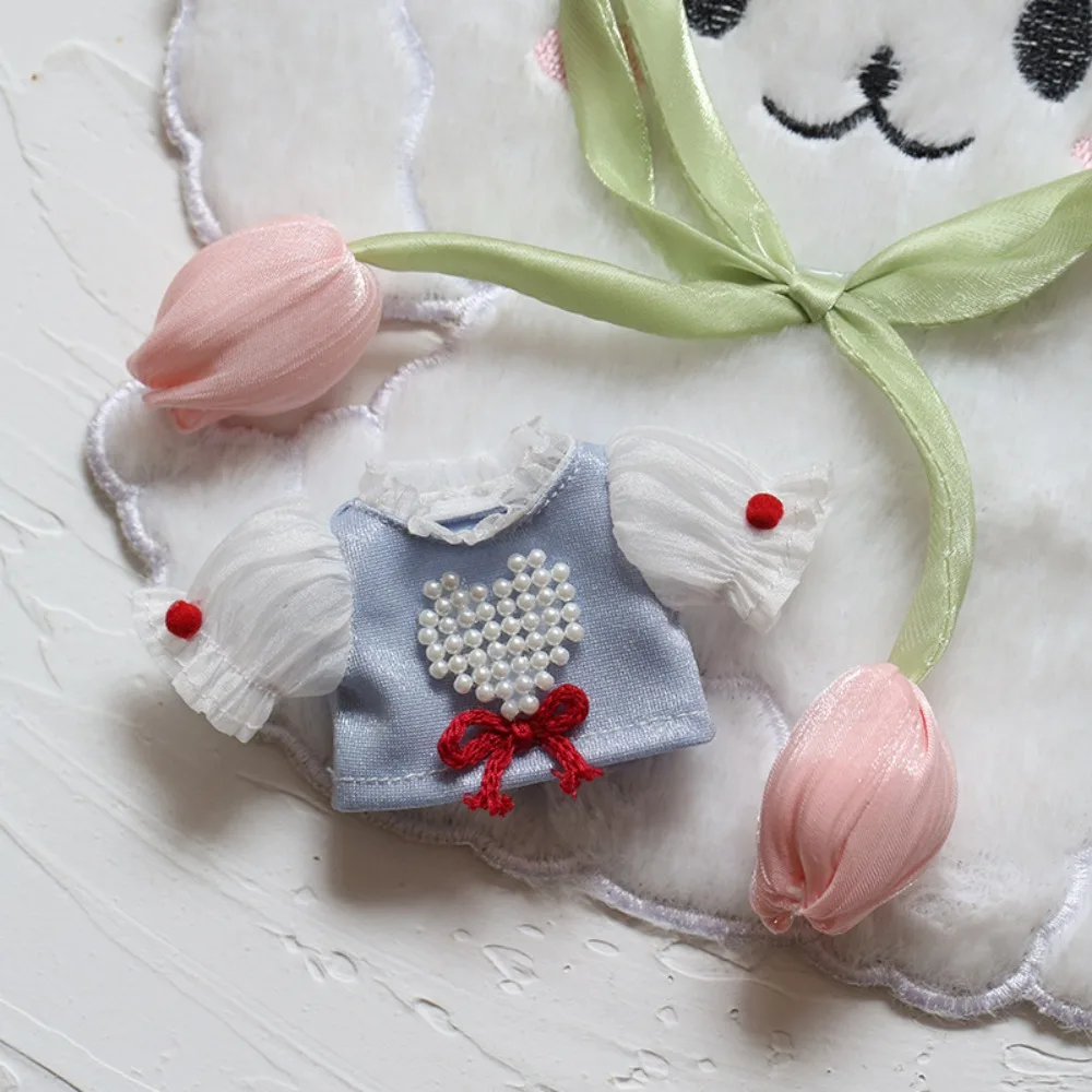 

Cotton Doll Clothes Undershirt Solid Color Bow 12cm Plush Doll Clothes High Quality Princess Dress No Attributes Doll Clothes
