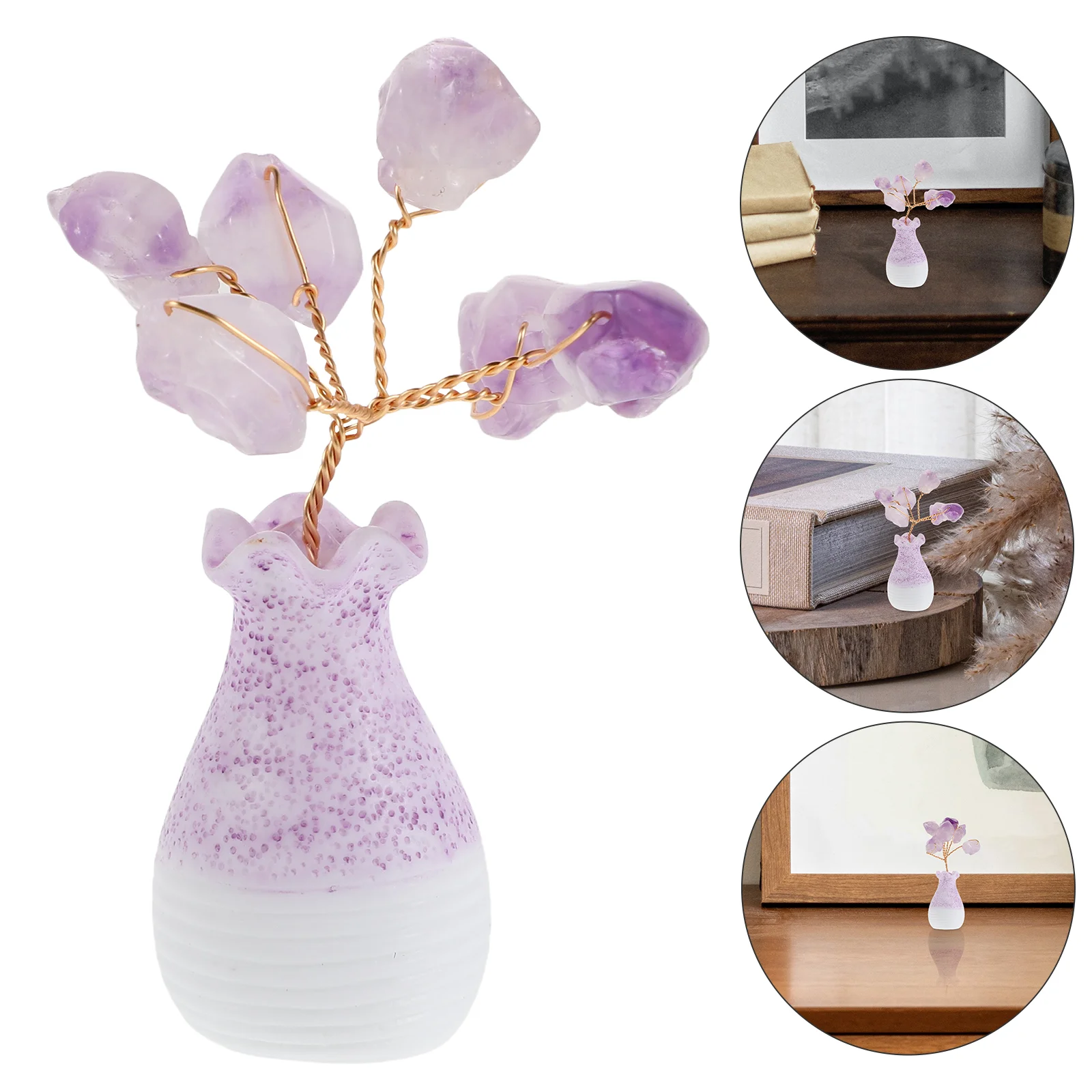 

Amethyst Tooth Flower Minature Tree Decorations Mini Trees for Crafts Chakra Moss Landscape Ornaments Purple Office