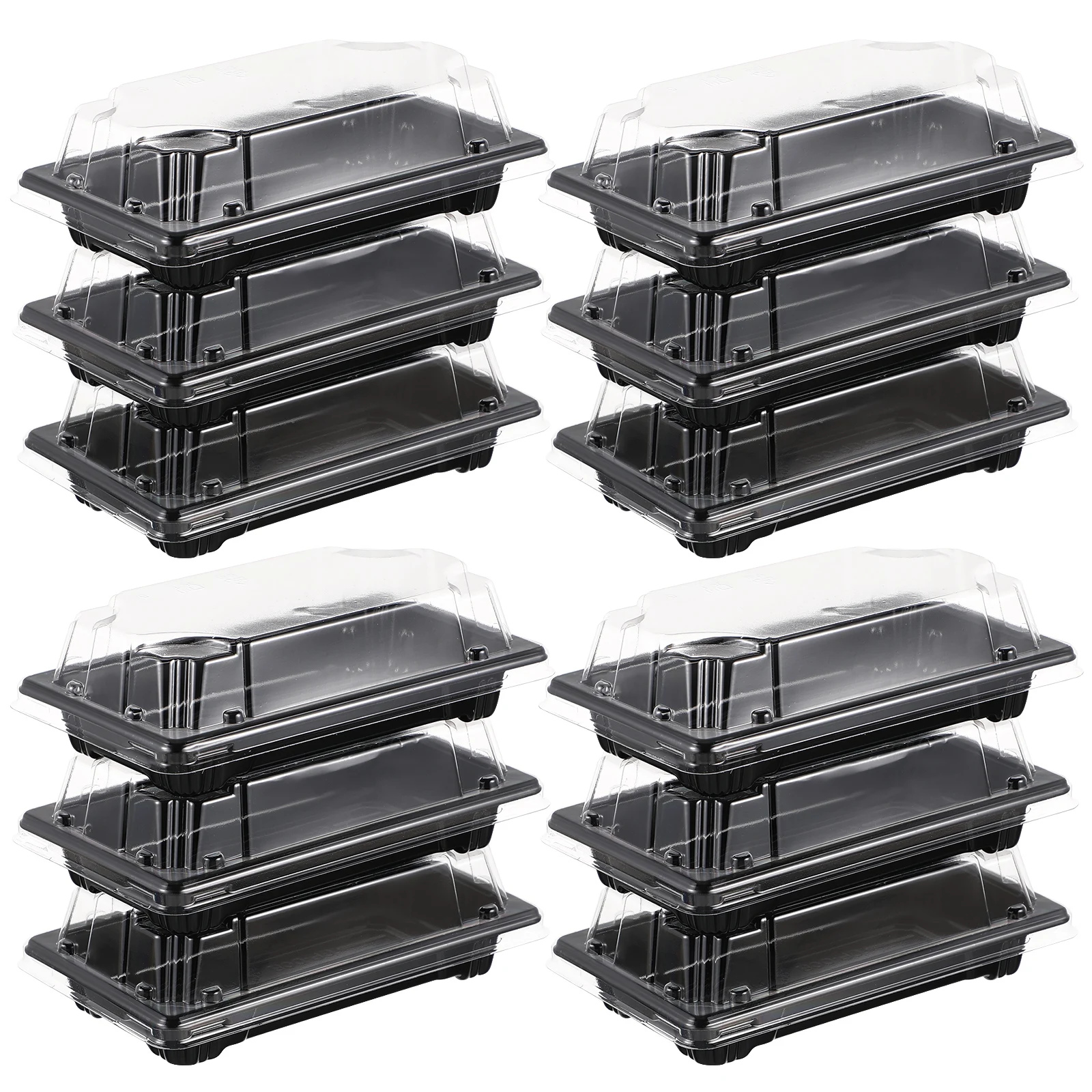 

100Pcs Sushi Packing Boxes Black Thickened Disposable Containers Heat Resistant Take Out Boxes for Food Trucks Restaurants